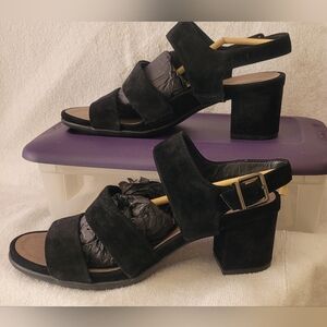 Earth Black Black Suede Heel Sandals (1)